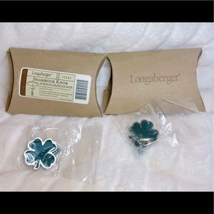 Longaberger shamrock knobs (Set of 2)